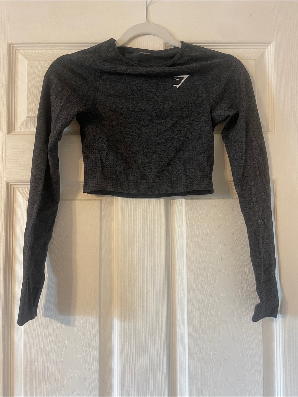 Gymshark Women's Charcoal Seamless Long Sleeve Crop Top